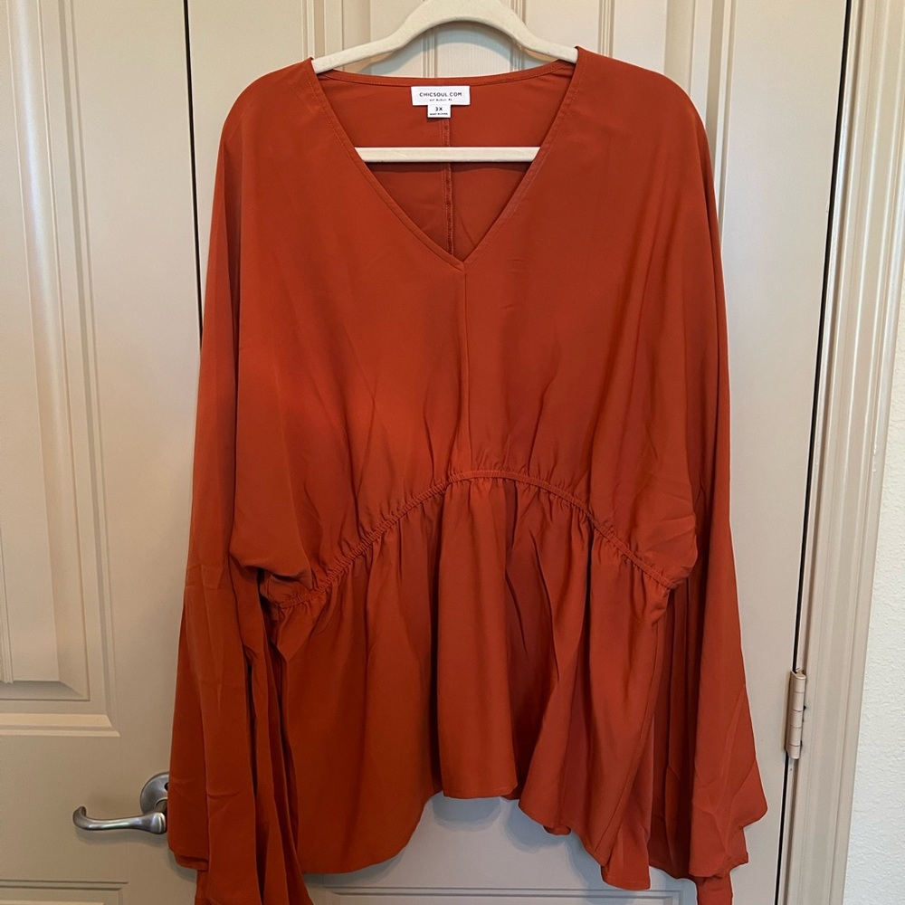 Universal Thread Red Asymmetrical Blouse with V-Neck
